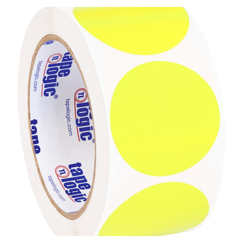 2 in Fluorescent Yellow Circle Inventory Labels 500/Roll DL613L - alias listing
