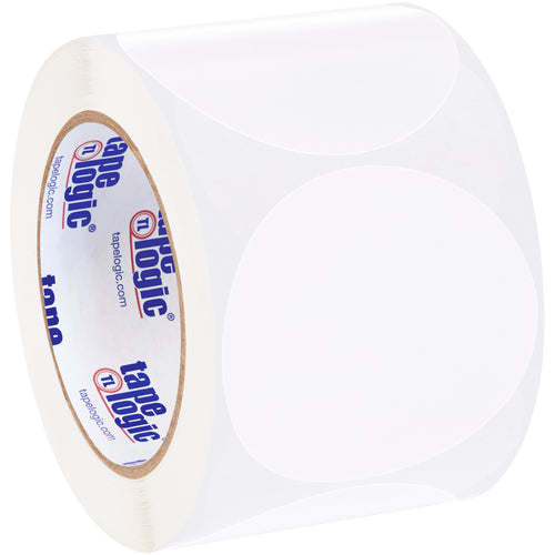 Instantly identify inventory with bright white 3-inch circle labels designed for warehouse and facility use. Write on easily with pens or markers. Roll of 500 labels provides long-term stock availability.