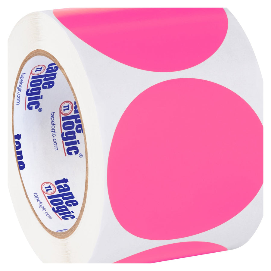 3 in Fluorescent Pink Circle Inventory Labels 500/Roll DL614K - alias listing