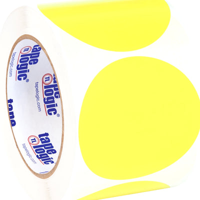 3 in Fluorescent Yellow Circle Inventory Labels Paper 500/Roll DL614L - alias listing