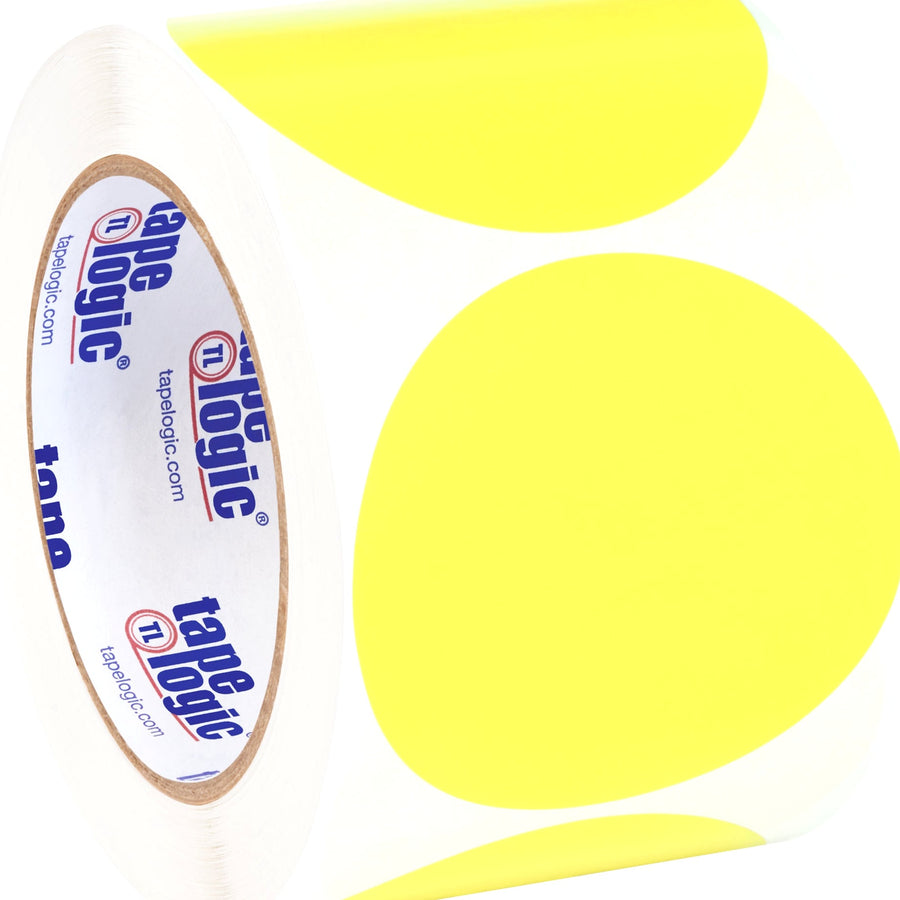 3 in Fluorescent Yellow Circle Inventory Labels Paper 500/Roll DL614L - alias listing