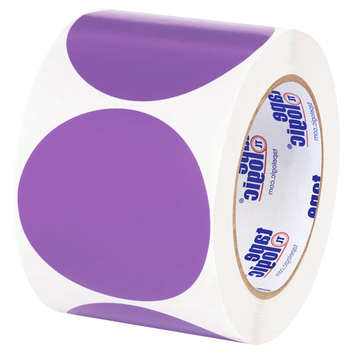 3 in Purple Circle Inventory Labels Paper 500/Roll DL614M