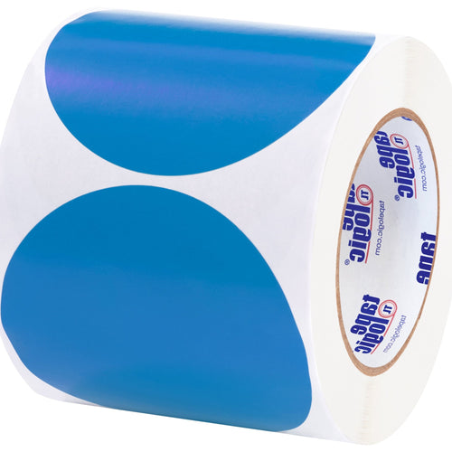 4 in Light Blue Paper Inventory Circle Labels 500/Roll DL615C - alias listing