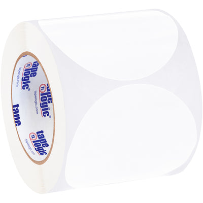 Keep your facility organized with 4" white circle inventory labels that work seamlessly with pen, marker, and industrial dispensers. Each roll contains 500 labels, delivering reliable identification for high-volume shipping and logistics operations. Compatible with all standard tabletop and wall-mount label dispensers.