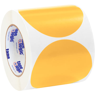 Maximize warehouse visibility with high-contrast 4" fluorescent orange circle inventory labels. Each roll contains 500 write-on paper labels designed for quick item identification across facility floors. Compatible with multiple tabletop and wall-mount dispensers for flexible deployment.
