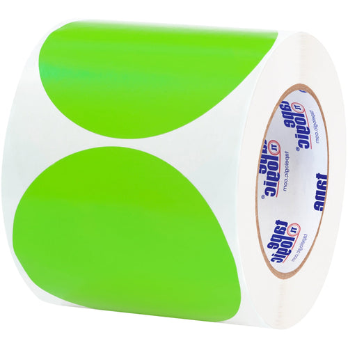 4 in Fluorescent Green Circle Inventory Labels Paper 500/Roll DL615J