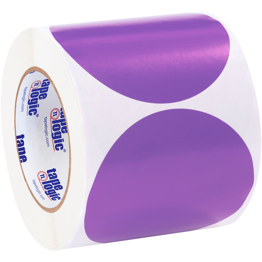 Bright 4" purple circle inventory labels deliver instant visual identification across your warehouse or distribution center. Made from writeable paper stock, these labels work seamlessly with standard pen and marker applications. Each roll contains 500 labels–the essential tool for color-coded inventory management and facility compliance.