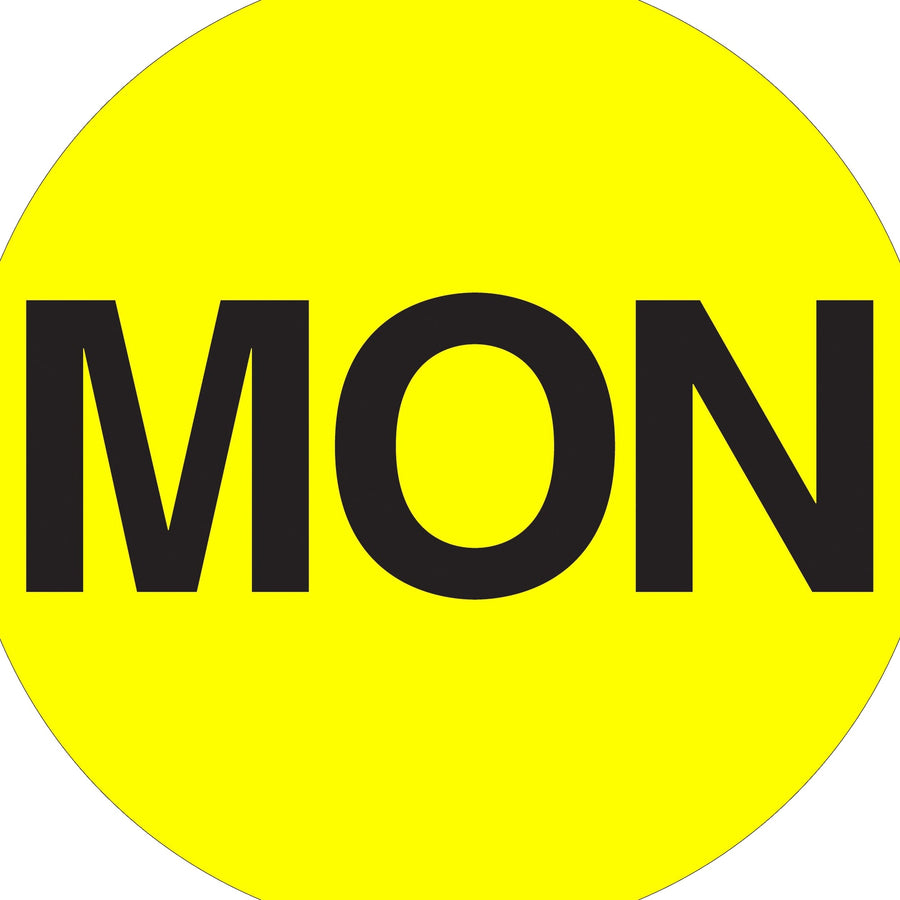 2 in Fluorescent Yellow MON Circle Labels Paper 500/Roll DL6502 - alias listing