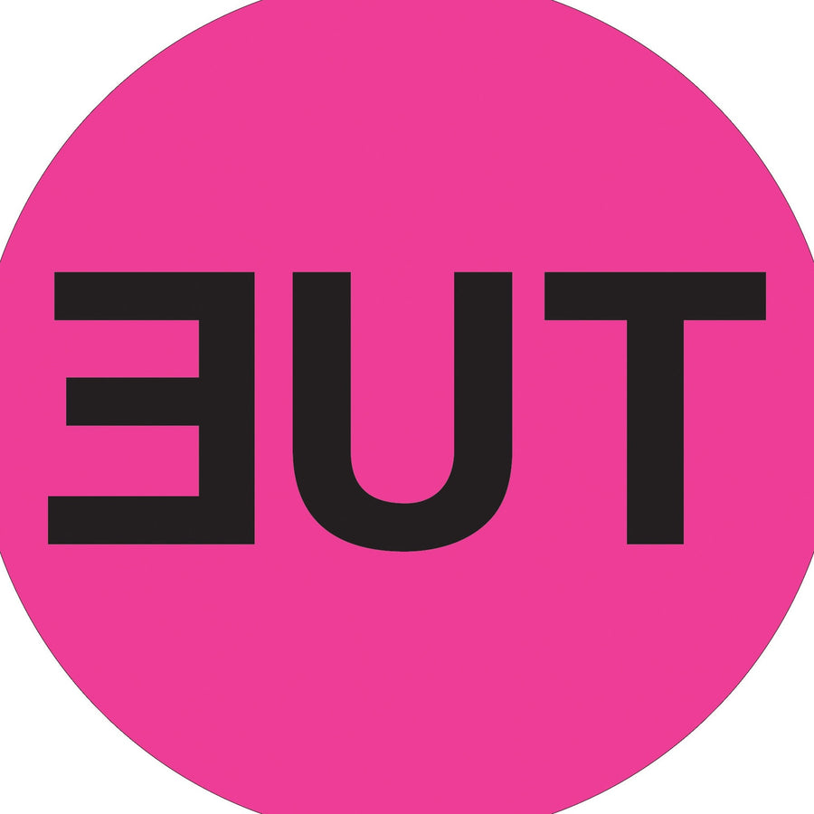 2 in Fluorescent Pink TUE Days of the Week Labels 500/Roll DL6512 - alias listing