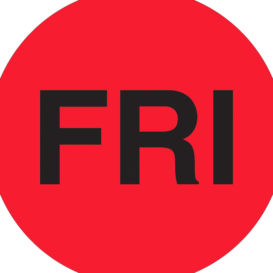 2 in Fluorescent Red FRI Days of Week Circle Labels Paper 500/Roll DL6542 - alias listing