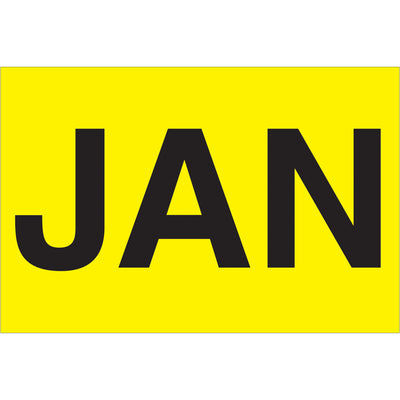 Organize and date inventory with precision using these 2" x 3" fluorescent yellow JAN month labels. Printed on durable high gloss paper with aggressive pressure-sensitive adhesive for reliable warehouse application. Each roll contains 500 pre-printed labels ready for immediate deployment across your shipping and receiving operations.