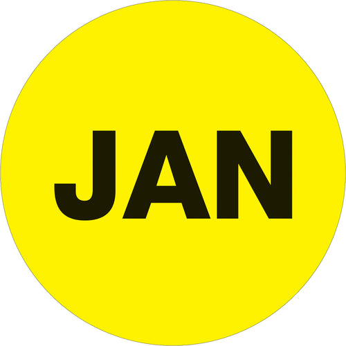 Organize shipments by month with high-visibility fluorescent yellow JAN labels. These 1
