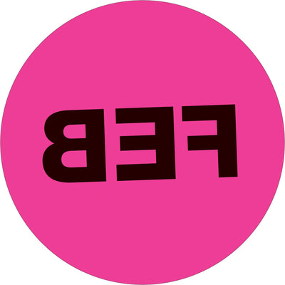 1 in Fluorescent Pink Circle FEB Month Labels Paper 500/Roll DL6724 - alias listing