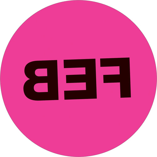 1 in Fluorescent Pink Circle FEB Month Labels Paper 500/Roll DL6724 - alias listing