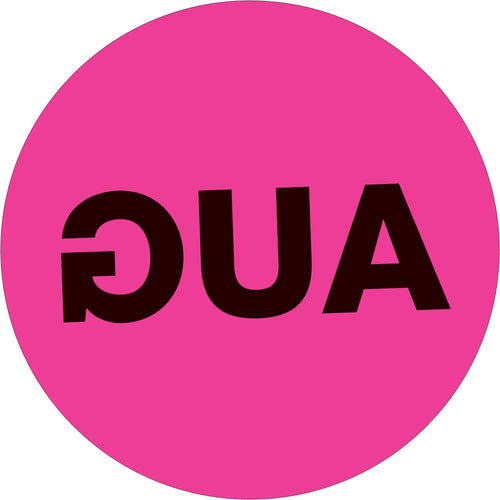 1 in Fluorescent Pink Circle August Month Labels Paper 500/Roll DL6730 - alias listing