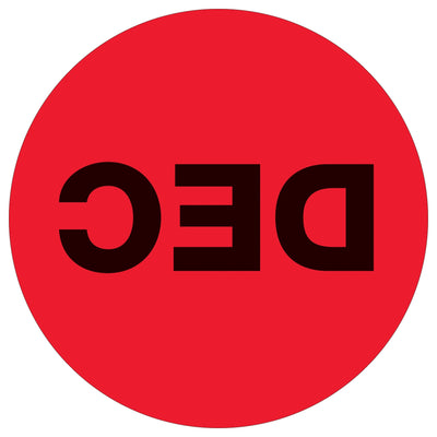 1 in Fluorescent Red Circle December Labels 500/Roll DL6734 - alias listing