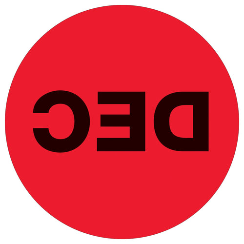 1 in Fluorescent Red Circle December Labels 500/Roll DL6734 - alias listing
