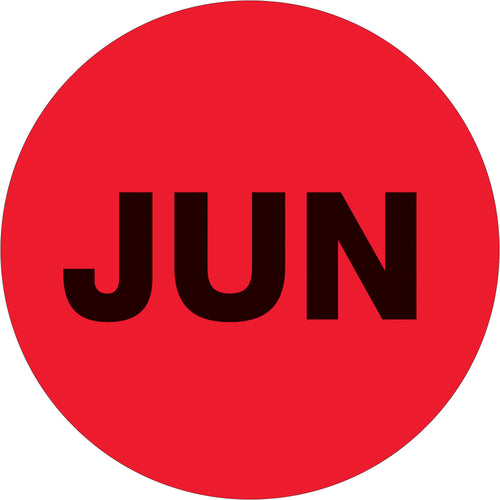 Mark June shipments and inventory with high-visibility fluorescent red month labels. These 2
