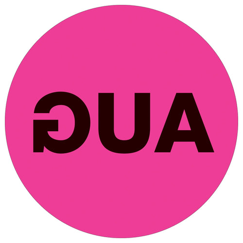 2 in Fluorescent Pink Circle August Month Labels Pressure Sensitive 500/Roll DL6744 - alias listing
