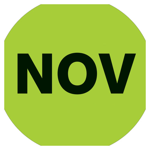 2 in Fluorescent Green Circle November Labels Paper 500/Roll DL6747 - alias listing