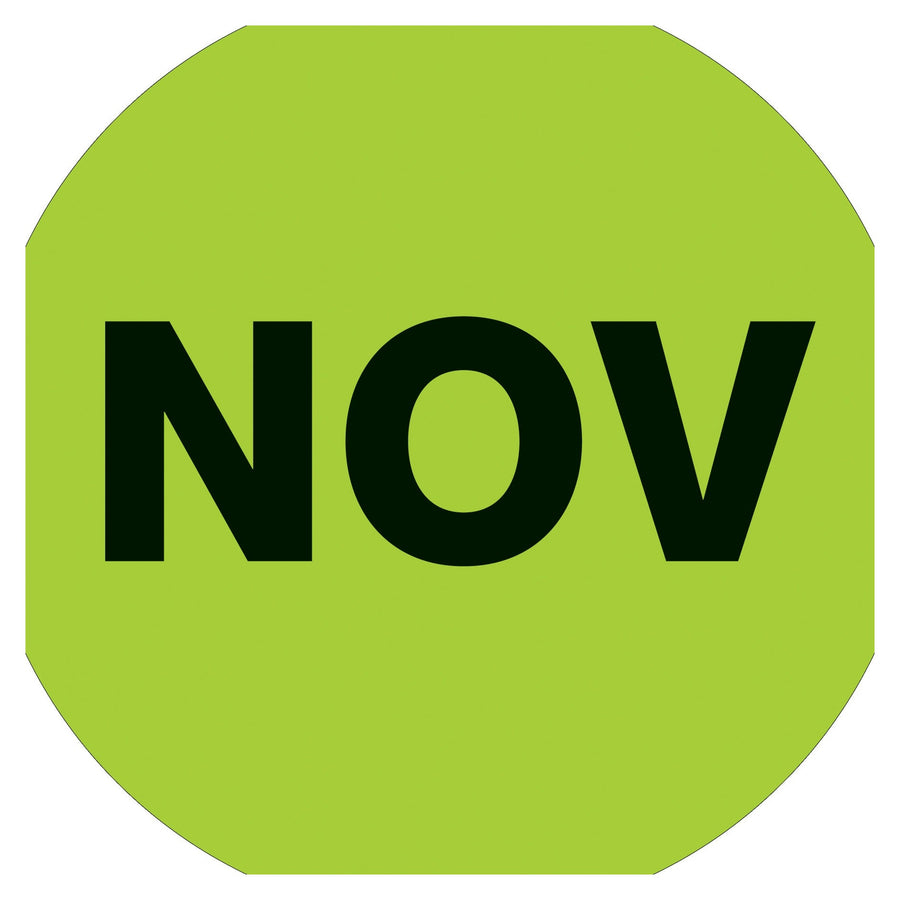 2 in Fluorescent Green Circle November Labels Paper 500/Roll DL6747 - alias listing
