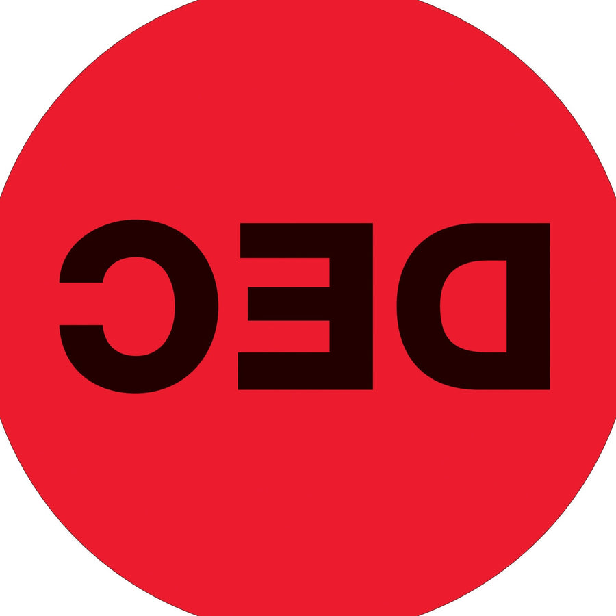 2 in Fluorescent Red DEC Circle Labels 500/Roll DL6748 - alias listing