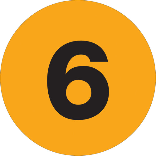 Bright fluorescent orange circle number labels deliver instant visibility for warehouse inventory management and shipment identification. 1