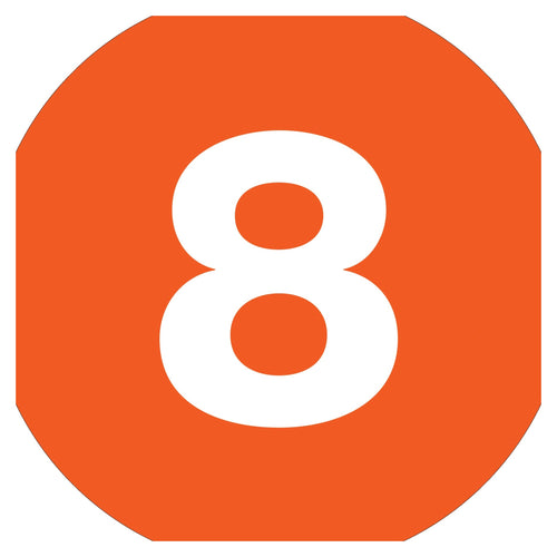 1 in Orange Circle Number Labels High Gloss Paper 500/Roll DL6758 - alias listing