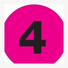 2 in Circle 4 Fluorescent Pink Number Labels 500/Roll