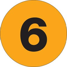 2 in Circle 6 Fluorescent Orange Number Labels 500/Roll