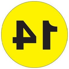 2 in Circle Number 14 Fluorescent Yellow Labels DL6784 - alias listing