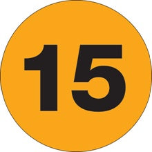 2 in Circle 15 Fluorescent Orange Number Labels 500/Roll