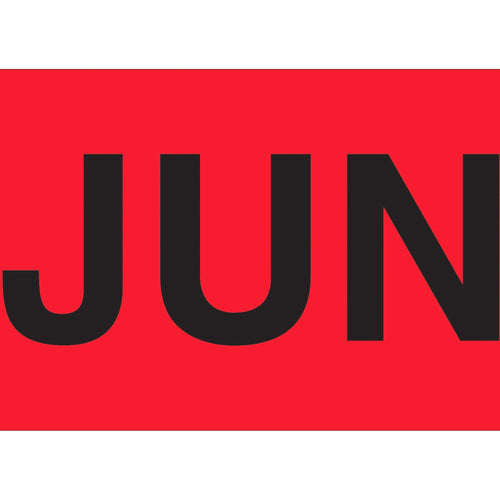 2x3 Fluorescent Red June Month Labels High Gloss Pressure Sensitive 500/Roll DL6801 - alias listing