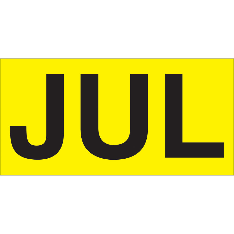 Keep July shipments instantly identifiable with these 3x6 fluorescent yellow month-of-the-year labels. Printed on high-gloss pressure-sensitive paper for secure adhesion to boxes, pallets, and containers. Roll of 500 labels ensures you stay stocked for consistent inventory organization across your warehouse and distribution operations.