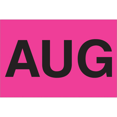 Organize your warehouse inventory with high-visibility fluorescent pink month labels. These 2" x 3" pressure-sensitive August labels print on professional high-gloss paper for maximum durability and legibility. Sold as a roll of 500 labels with compatible tabletop and wall-mount dispensers available.