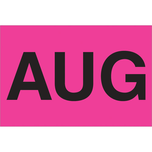 Organize your warehouse inventory with high-visibility fluorescent pink month labels. These 2