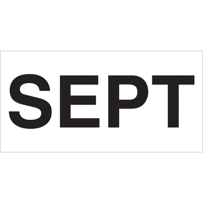 Keep your inventory dated and organized with these 3x6" pre-printed September month labels. High-gloss white paper with pressure-sensitive adhesive for quick, reliable application. 500 labels per roll‚ideal for shipping coordinators managing seasonal inventory rotation.