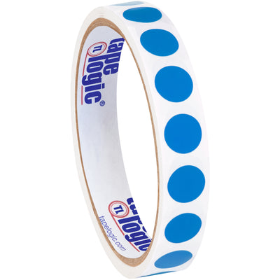 Bright light blue circle inventory labels designed for fast item identification in warehouses and distribution centers. These 1/2" diameter, paper circle labels write easily with pen or marker and stick securely. Sold as a roll of 500 labels per package.
