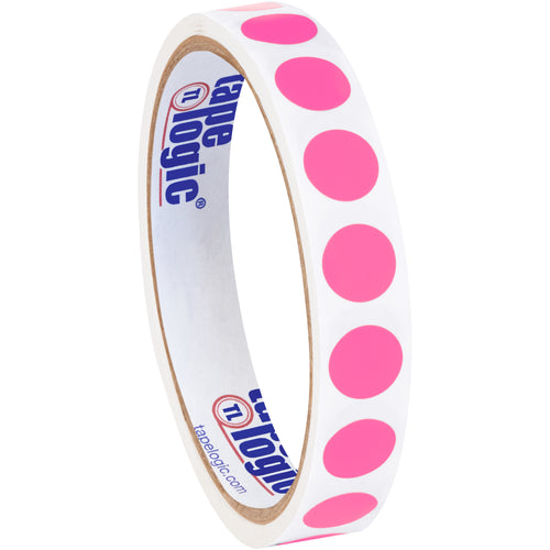 Bright fluorescent pink circle labels deliver instant visibility for inventory control in busy warehouses and distribution centers. These 1/2