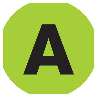 2 in Fluorescent Green Circle Letter Labels Paper 500/Roll DL7001 - alias listing