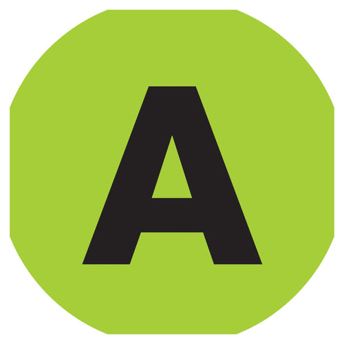 2 in Fluorescent Green Circle Letter Labels Paper 500/Roll DL7001 - alias listing