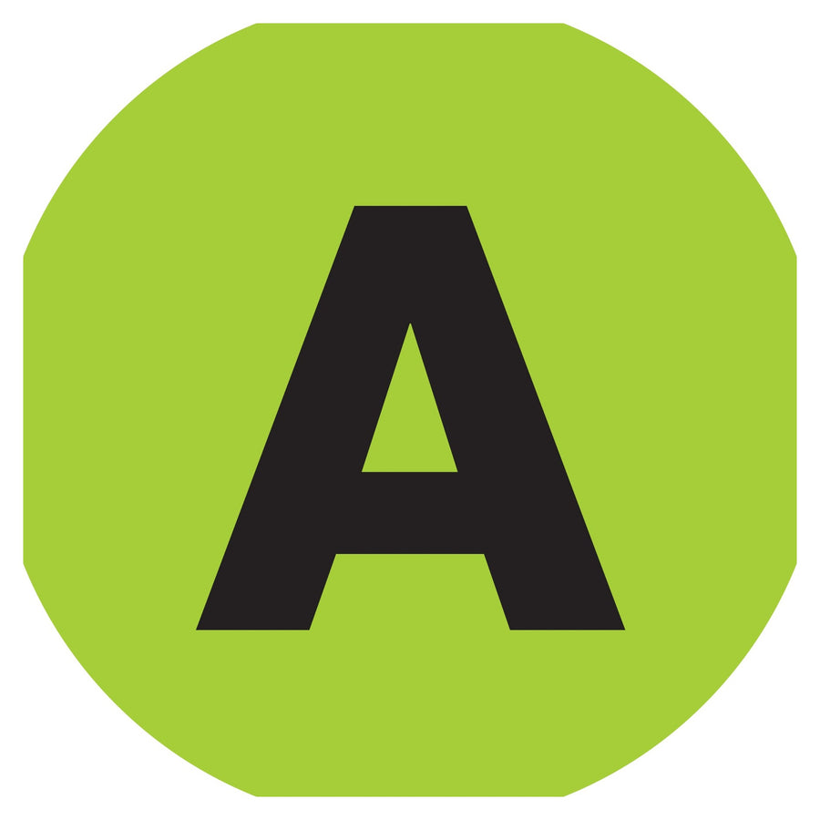 2 in Fluorescent Green Circle Letter Labels Paper 500/Roll DL7001 - alias listing