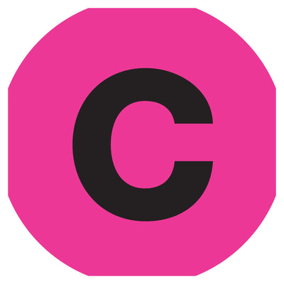 2 in Fluorescent Pink Circle Letter Labels Paper 500/Roll DL7005 - alias listing