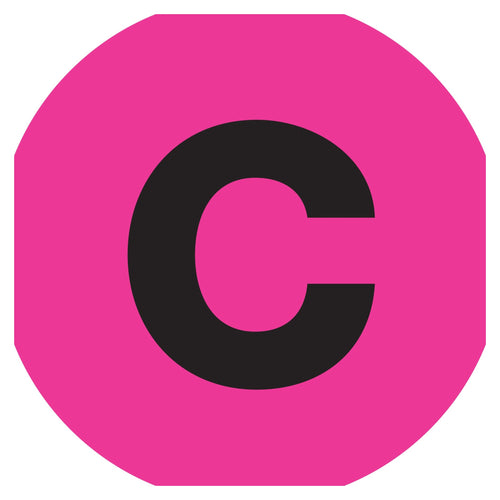 2 in Fluorescent Pink Circle Letter Labels Paper 500/Roll DL7005 - alias listing