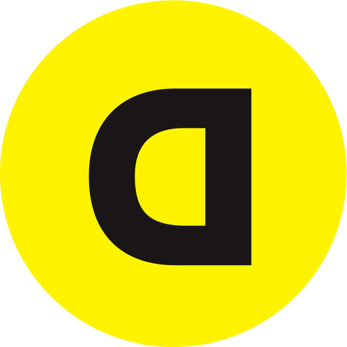 2 in Fluorescent Yellow Circle D Letter Labels Paper 500/Roll DL7007 - alias listing