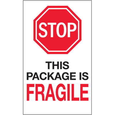 Internationally recognized "Stop - This Package is Fragile" labels in 6x10" size, printed on premium high gloss paper for maximum visibility and durability. Each roll contains 250 labels designed for shipping coordinators and logistics professionals who demand compliance-ready special handling identification. Protect shipments and ensure proper handling across global supply chains.