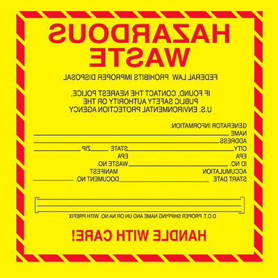 6x6 Vinyl Hazmat Waste Labels 500/Roll DL7530 - alias listing