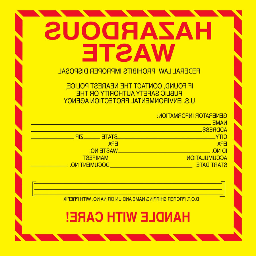 6x6 Vinyl Hazmat Waste Labels 500/Roll DL7530 - alias listing