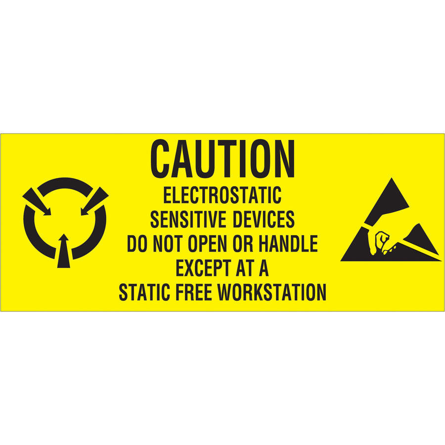 Protect your electronics shipments with internationally recognized 1" x 2.5" Electrostatic Sensitive Devices labels. These semi-gloss coated paper labels provide critical visibility for handling-sensitive components and comply with ESD standards across multiple countries. Roll of 500 labels pairs seamlessly with our tabletop and wall-mount dispensers.