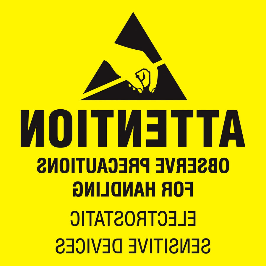 4x4 Black/Yellow Anti-Static Labels 500/Roll DL9081 - alias listing
